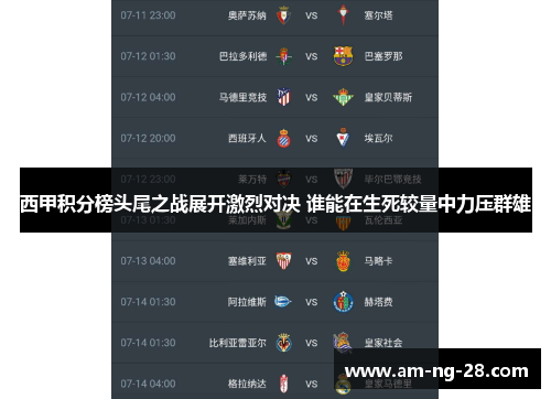 西甲积分榜头尾之战展开激烈对决 谁能在生死较量中力压群雄
