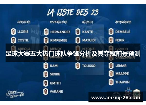 足球大赛五大热门球队争锋分析及其夺冠前景预测